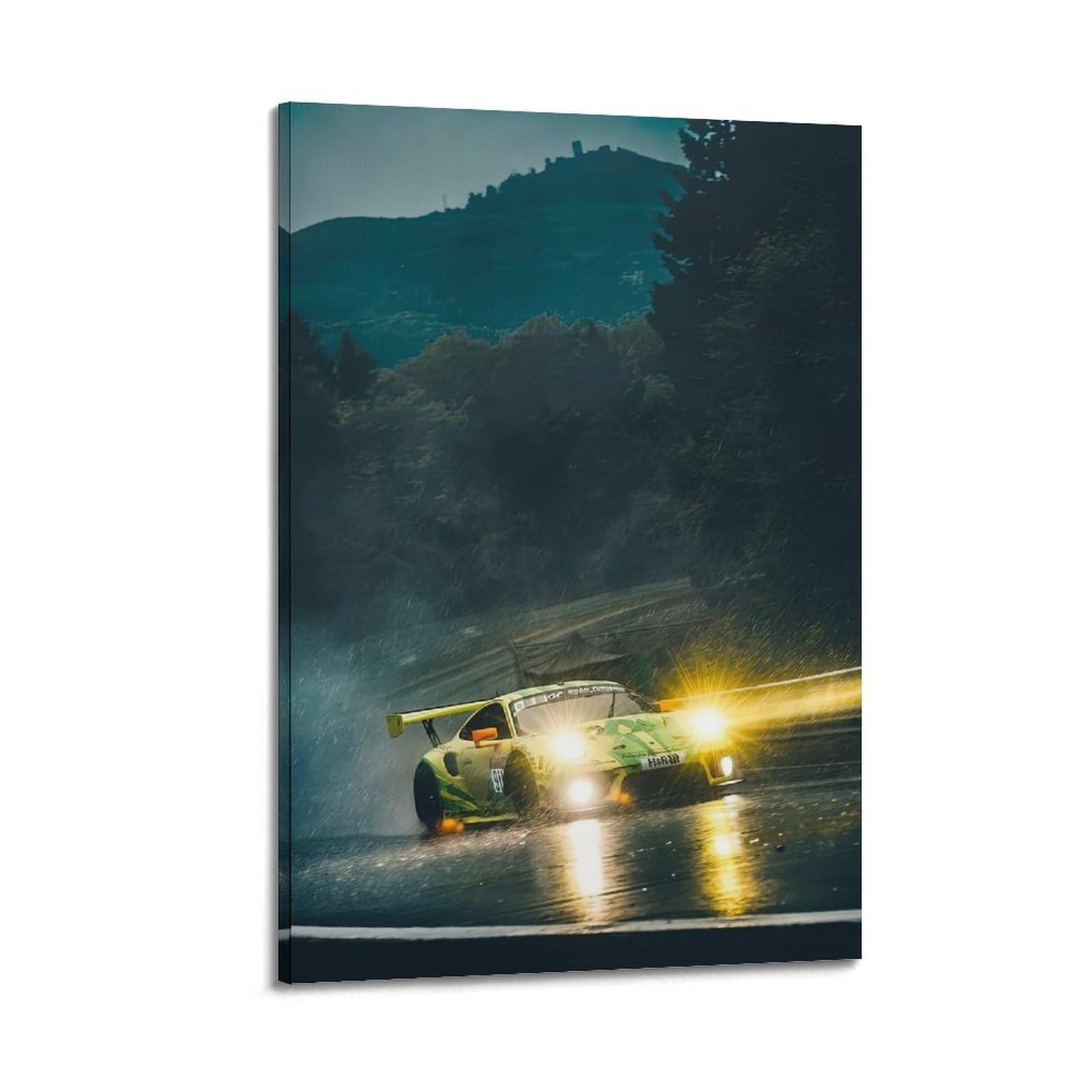 OKAHYS 911 GT3 R Racing Sports Car on Track Artwork Poster Decorative Painting Canvas Wall Artworks Picture 20x30inch(50x75cm)
