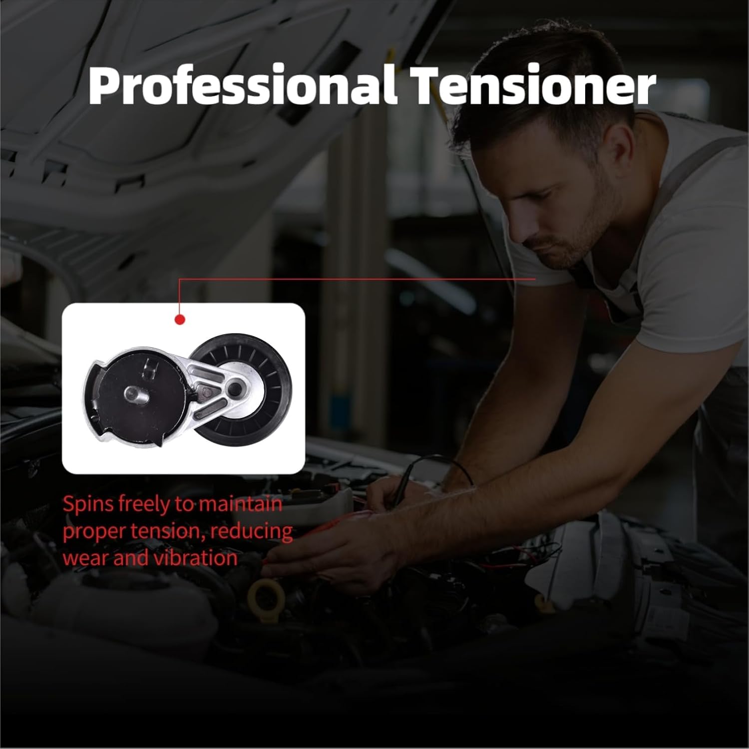 38116 Belt Tensioner Assembly Fit for Dodge B150 1992-1994 B1500 1995-1998 B2500 1995-1998 Jeep Grand Cherokee 1993-1998#53006497 53010158AB 53010158 53010158AC