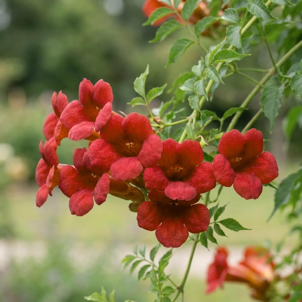Dark Red Hummingbird Trumpet Vine Seeds Hardy Hummingbirds Love It jocad (20 Seeds)