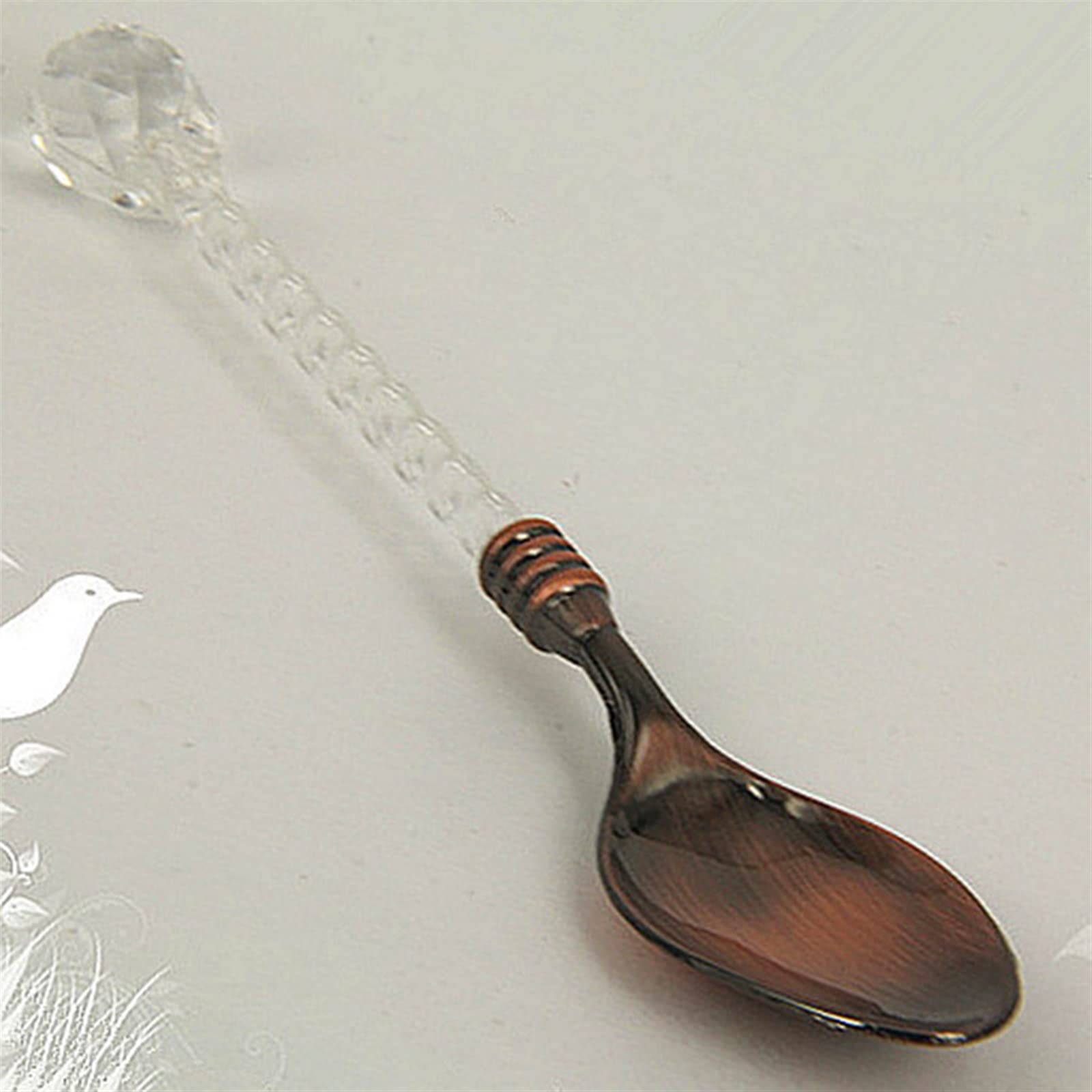 JINGYAN Cuillères à glace Crystal Handle Tea Spoon Coffee Ice Cream(1)