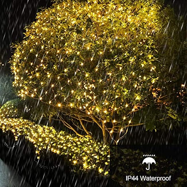 Net String Lights Solar Powered Outdoor Tree Light 15 x 5ft Mesh Light Garden Twinkle Light with Remote for Outdoor Lawn Yard Fence Indoor Decor(Warm White)