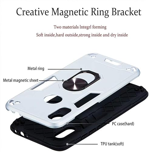 Miniatura 3 de LHYIN Xiaomi Redmi Note 7 Pro 2 en 1 Kickstand plata contraportada, TPU suave + PC duro híbrido de doble capa de protección de cuerpo entero para