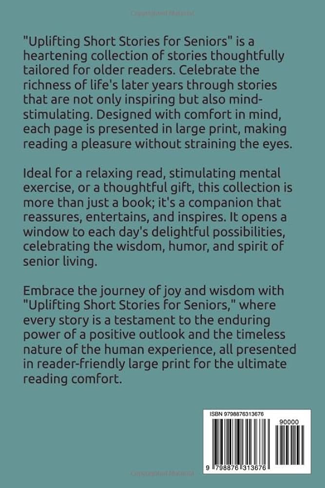 Uplifting Short Stories for Seniors: Large Print, Easy to Read Stories that Stimulate the Mind and Warm the Heart: Wordplay, Witty: 9798876313676: Amazon.com: Books uplifting-short-stories-for-seniors-large-print-easy-to-read-stories-that-stimulate-the-mind-and-warm-the-heart-wordplay-witty-9798876313676-amazon-com-books