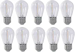Kit com 10 - Lâmpada de Filamento Bolinha S14 E27 LED 1W Âmbar 2400K Para Varal de Luzes Externo IP66 (110, Volts)