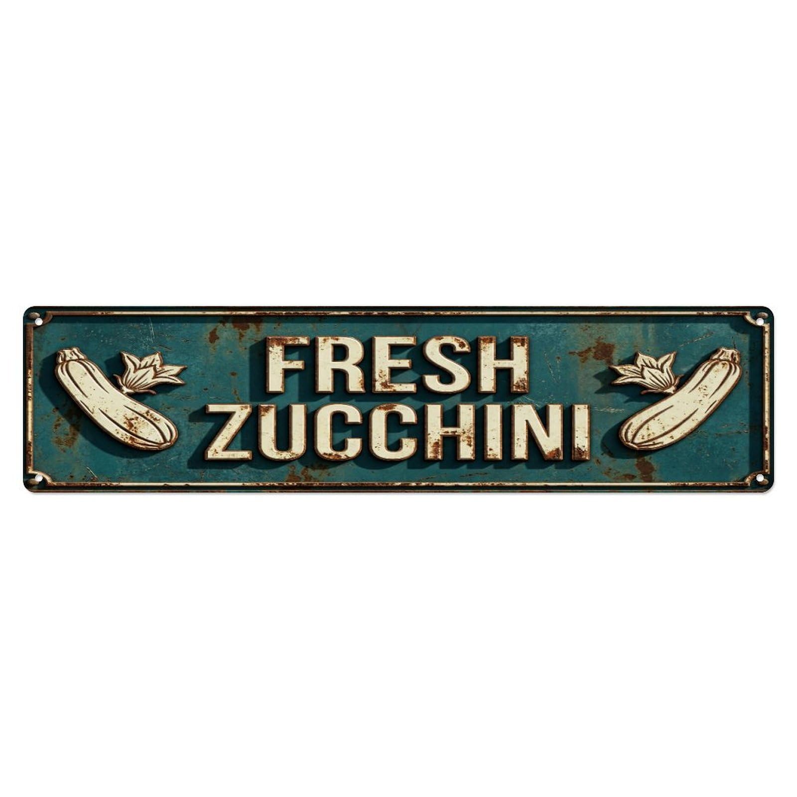 Metal Tin Sign FRESH ZUCCHINI Vintage Squash Rustic Farmhouse