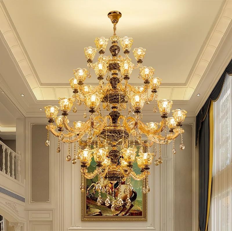 Genérico Lámparas de araña, Lámpara de araña grande en edificio dúplex, sala estar villa, escalera, hotel, lámpara larga, iglesia lujo, lámparas cristal(36 lights)