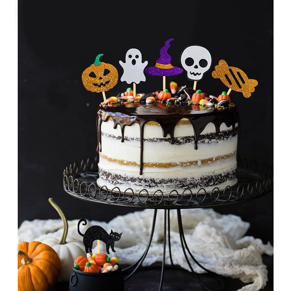 36 Décorations De Cupcakes Halloween à Paillettes - Forme De Couteau De Sang, Pour Gâteaux Et Desserts De Fête - 4
