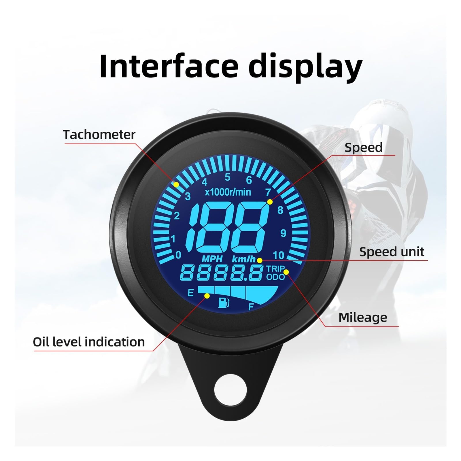 digital odómetro Medidor de motocicleta, odómetro retro