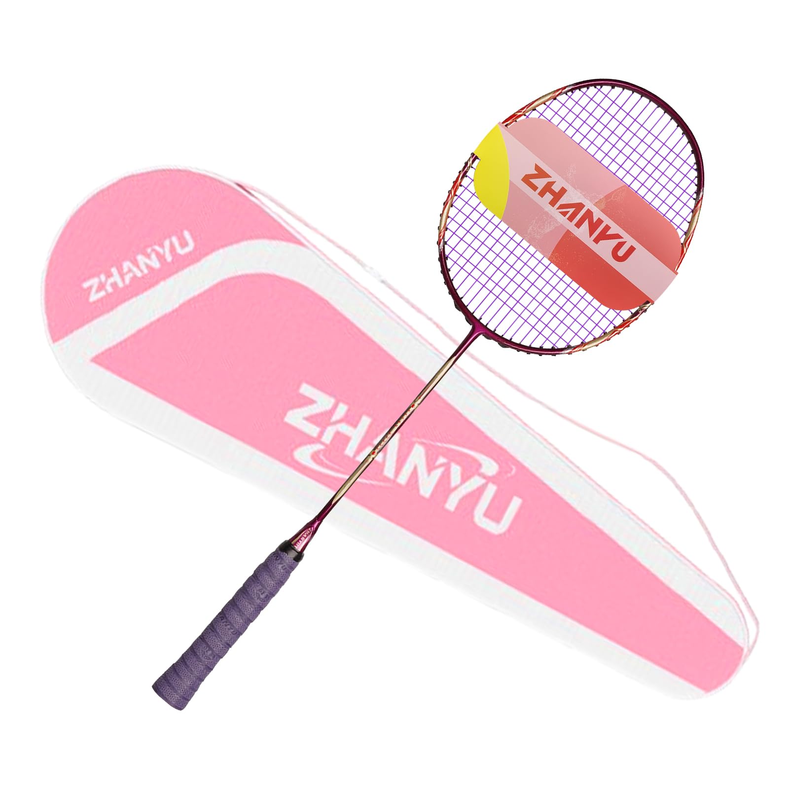 Badminton Racket,All Carbon High-Elastic Ultra-Light 82g Offensive Professional Rackets,Including 1 Racket And 1 Ball Bag,Suitable For Daily Fitness And Training Competitions