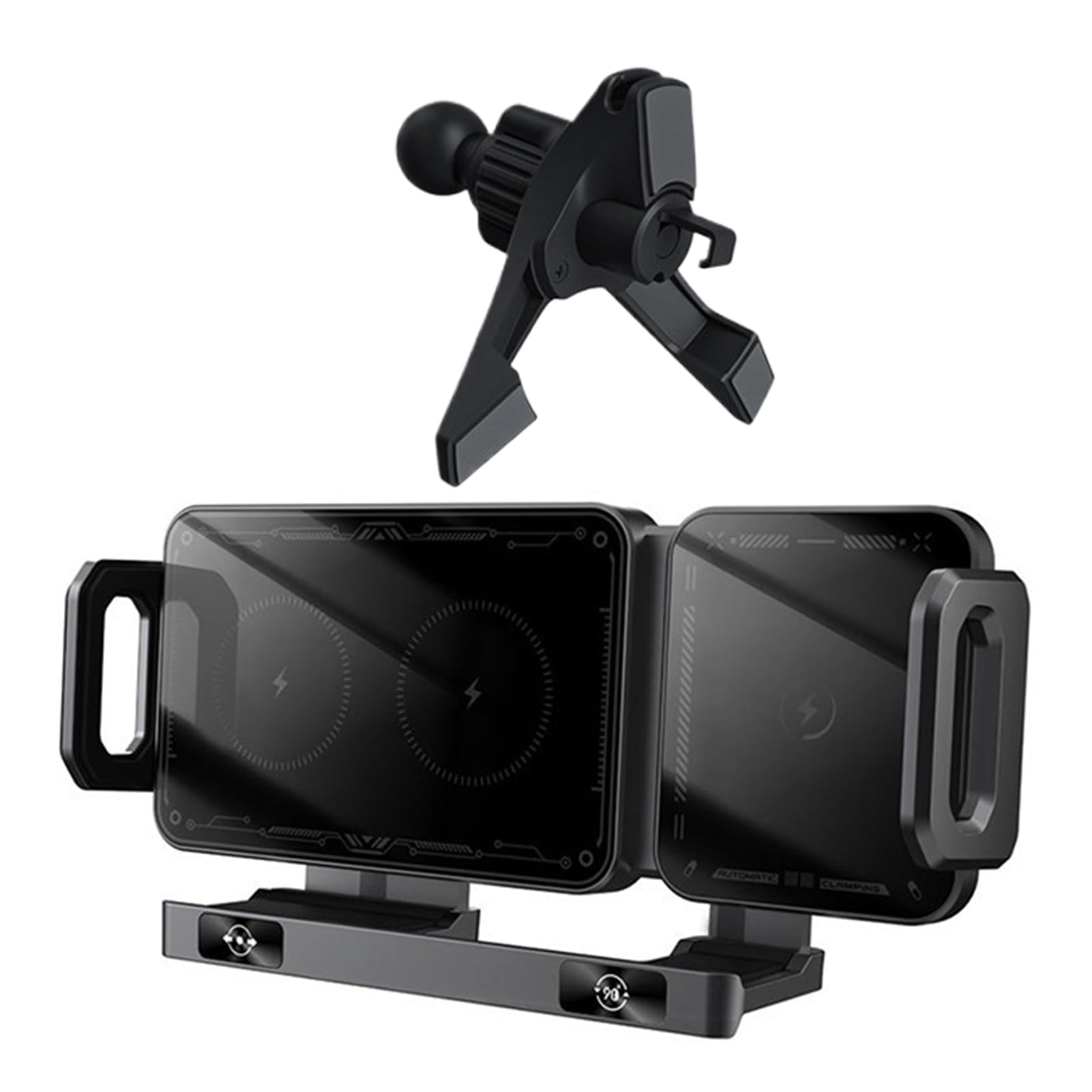 Cargador Inalámbrico para Coche 15W Carga Rápida Soporte De Rejilla | Soportes De Teléfono Con Sujeción Automática Para Diario Viajes Largos Vacaciones