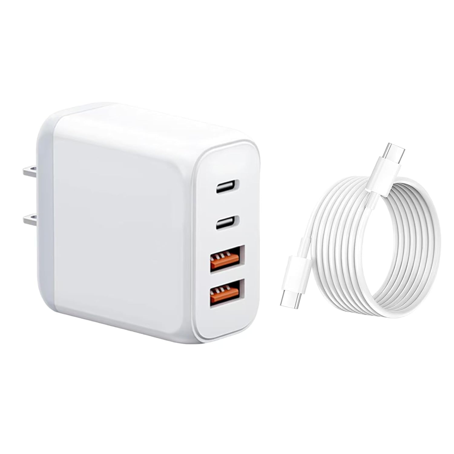 USB C Charger Fast Charging 4 Port Wall Chargers with Type C to C Cable for i Phone