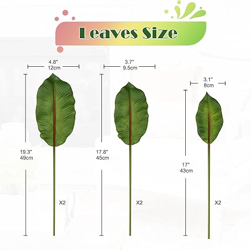 Miniatura 2 de 6 piezas de hoja de palma artificial de espuma sintética, hojas tropicales de palma, fronds de palma falsas para ramos de boda, hojas falsas para