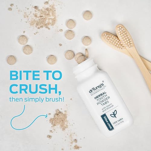 Miniatura 2 de DrTung's Tabletas de pasta de dientes a base de hierbas, pestañas de pasta de dientes sin flúor, pasta de dientes de tamaño de viaje, cumple con la