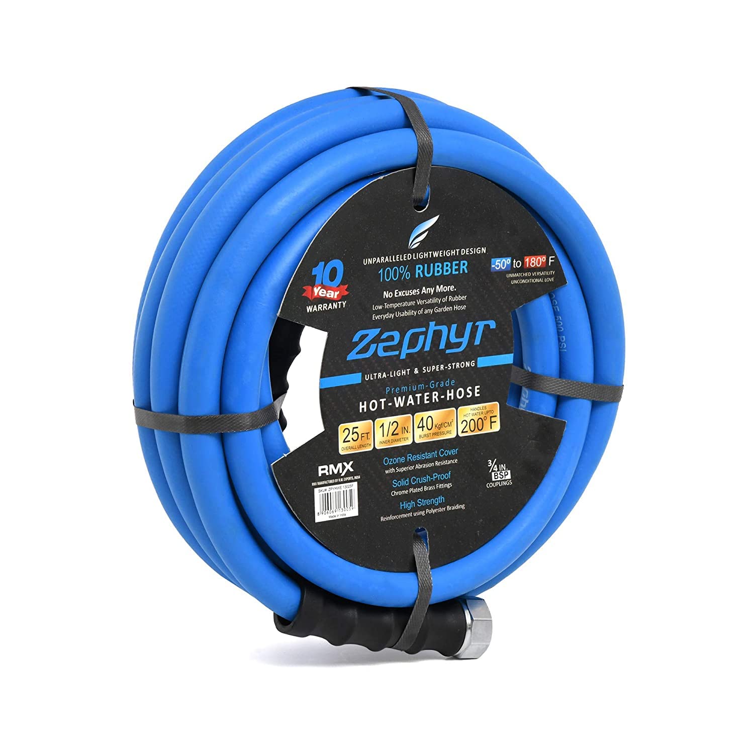 Zephyr Next-Gen Garden Hose (1/2" x 25ft, Ultra-Light Flexible Rubber, Brass Fittings), Blue (B0BJ2VDXP8) Amazon Price History, Amazon Price Tracker