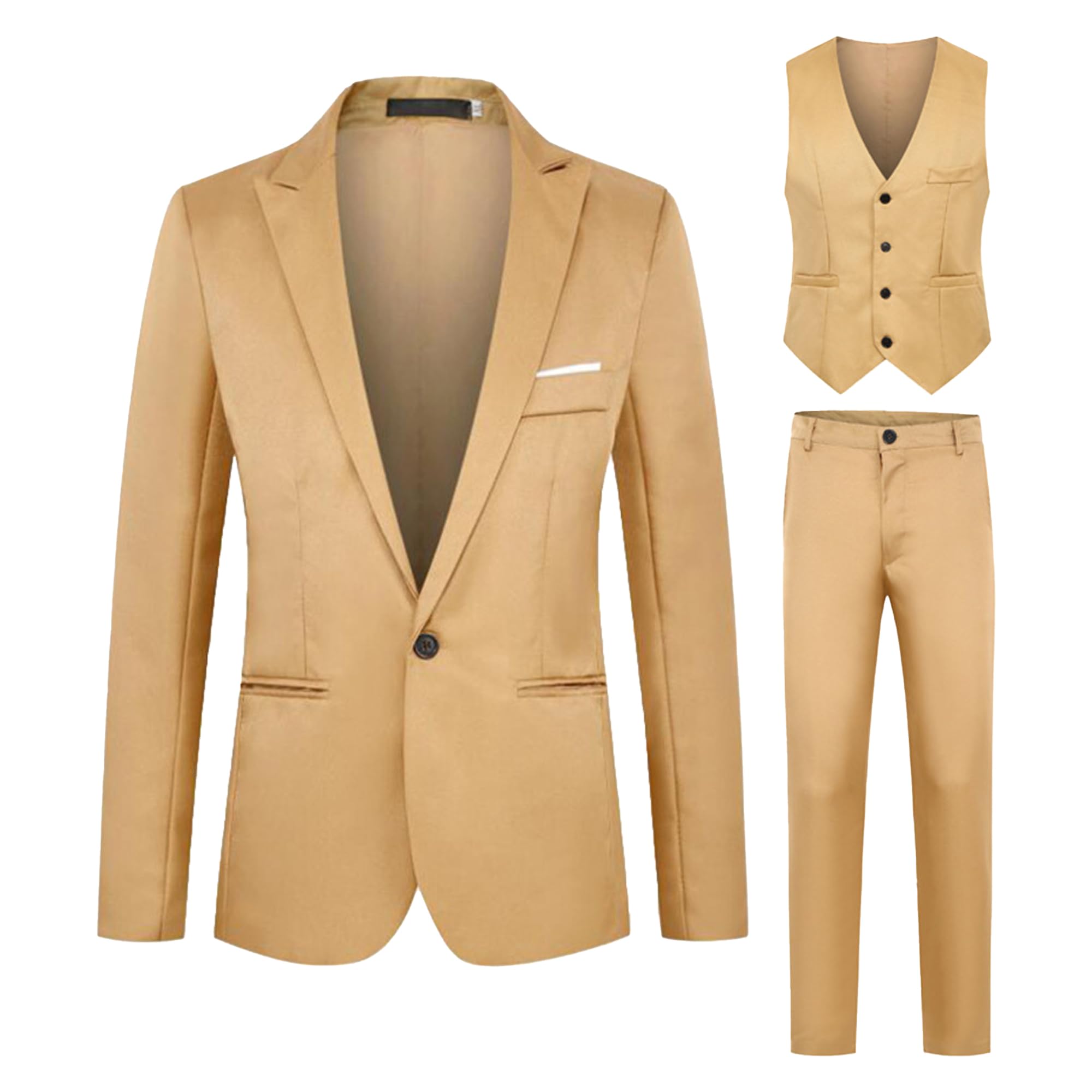 Mens 3-Piece Suit Shawl Lapel One Button Tuxedo Winter Slim Fit Dinner Jacket Formal Business Vest Pants Set
