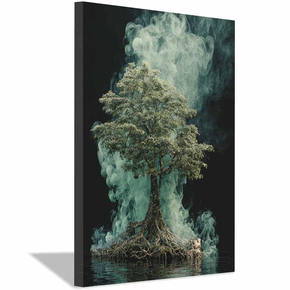 DMZPKZB Tree Of Life Large Wall Art Cosmic Aquas Tree Colorful Canvas Art Prints,Abstract Painting,Scenery Wall Decor,For Gallery,Bedroom,Living Room And Hotel(Multicolor)-50x70cm Framed