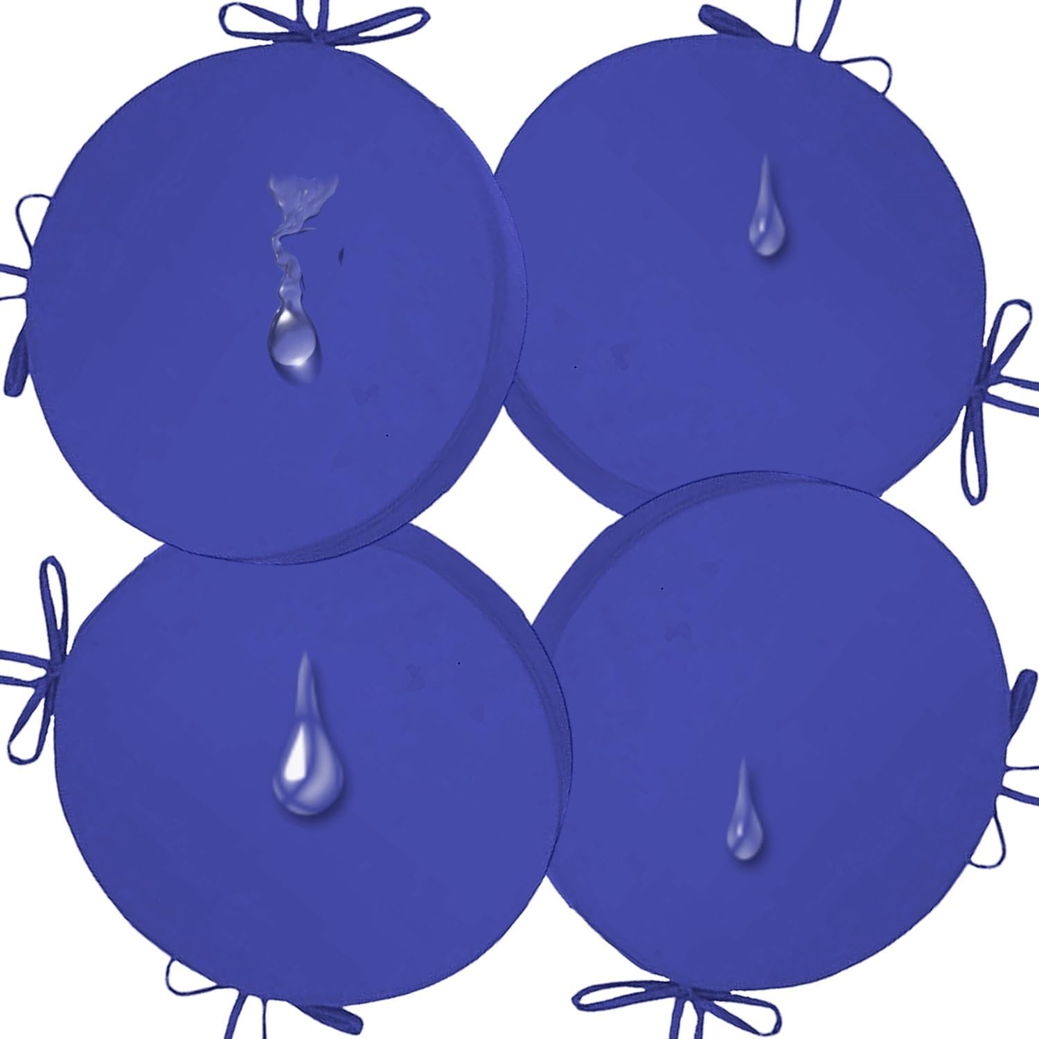 Outdoor Bistro Round Chair Cushions Set of 1/2/4, Waterproof Garden Seat Cushion With Ties and Removable Covers Stool Cushions 5/8cm Thick Memory Foam Seat Pads for Dining Kitchen(G16,45x8cm/4pcs)