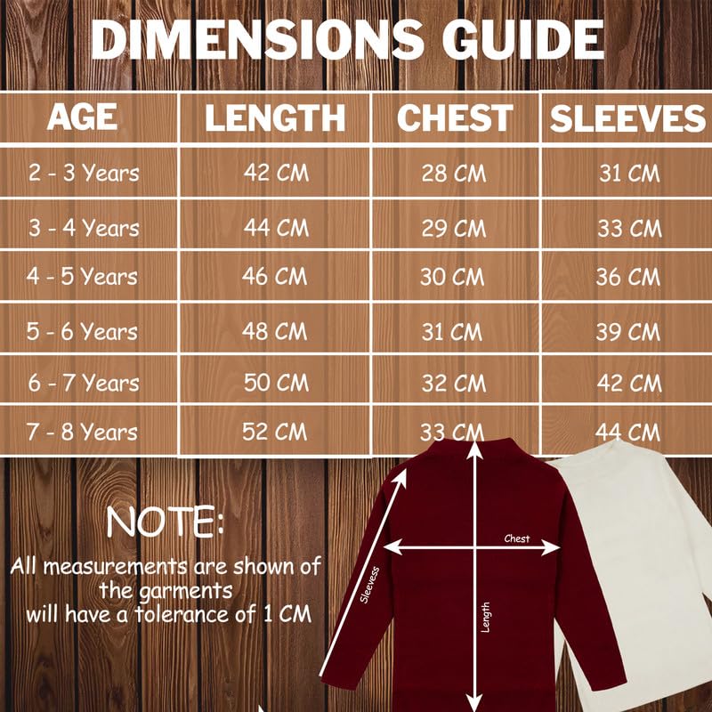 CLAP Unisex Kids Woolen Warm Full Sleeves Skivi/Sweater/Inner Round Neck for Winter Combo Pack of 2 (Maroon White, 2-3 Years) - Image 6 thumbnail