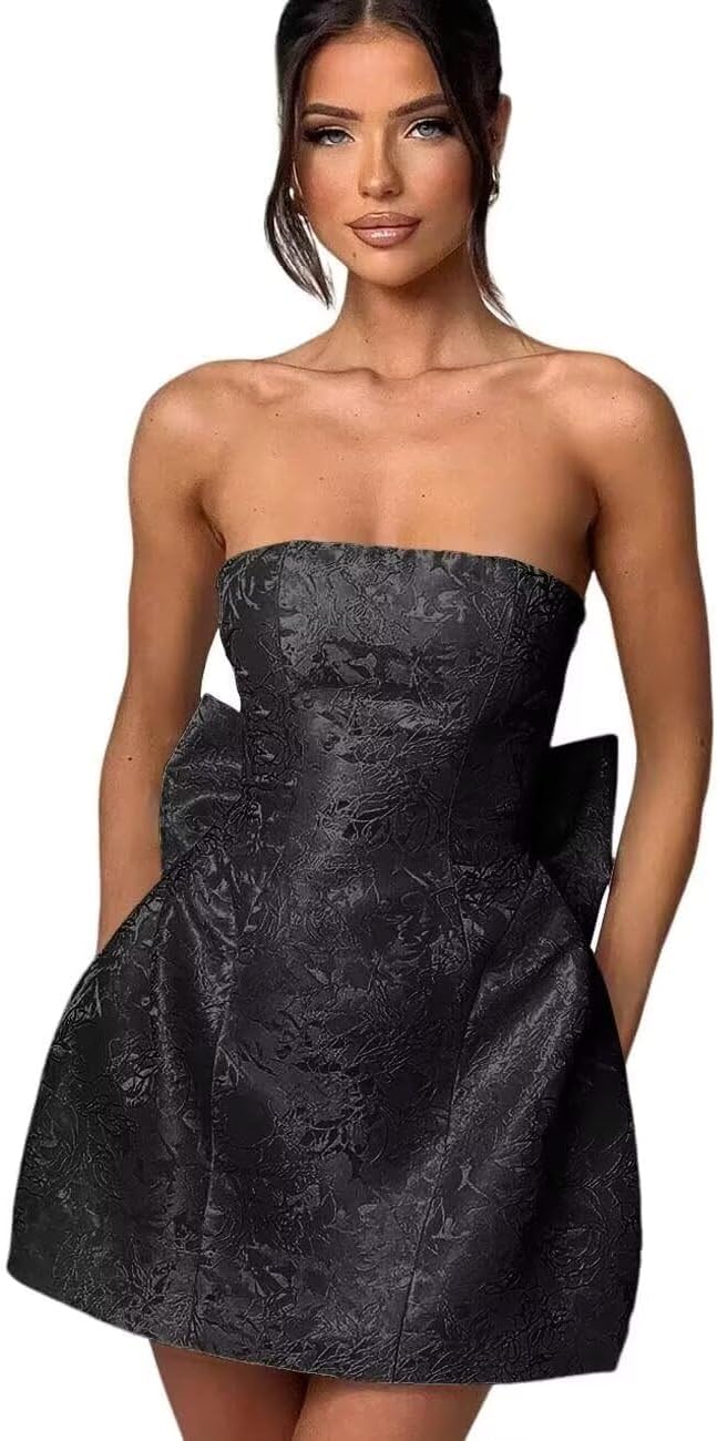 Dessiny Short Satin Strapless Homecoming Dresses 2024 for Teens