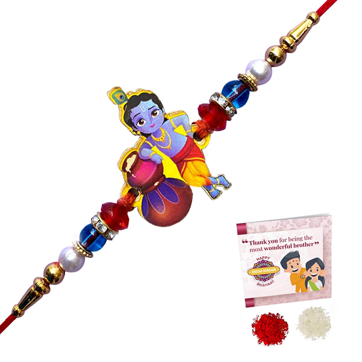 Fabdrap - Cartoon Rakhi Kanha Bal Krishna and Car Rakhi for Baby/Kids Brother/Sister - Rakhi Combo for Kids - Rakhi with Greeting Card (B0CFFYD8GK) Amazon Price History, Amazon Price Tracker