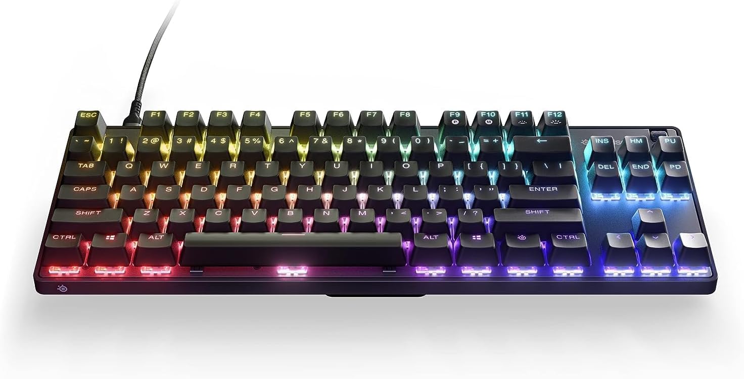 SteelSeries New Apex 9 Tkl Hotswap Optical Mini Keyboard Tkl Esports Design Optical Switches RGB Customization Aluminum Alloy Frame Double Shot Pbt Keycaps, Wired, Black