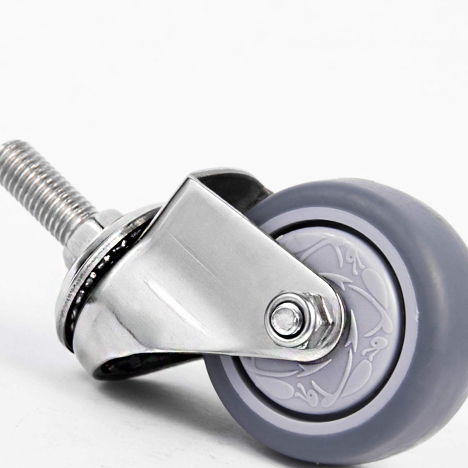 Ruote girevoli da 1,5 Pollici, Ruote per mobili, Senza Freno, in Acciaio Inox 304, con Filettatura M8/M10, Dadi di Fissaggio, Ruote per mobili, Carrello per Baule, capacità di carico 90 kg,