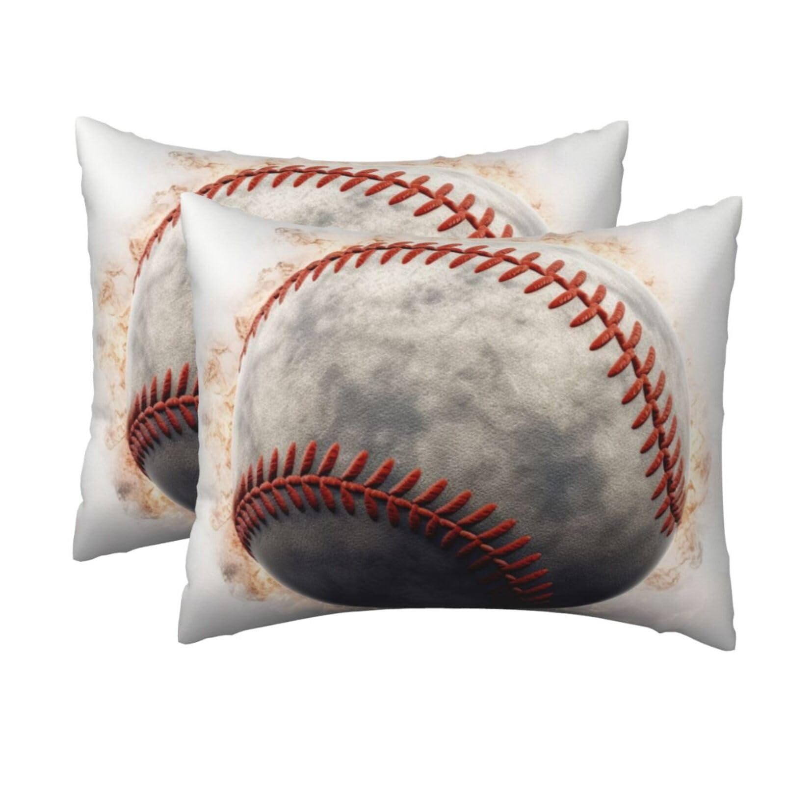 2 Pack Standard Pillow Cases with Hidden Zipper, Soft Breathable Pillow Covers for Hair and Skin, Baseball Pillowcases 20"x26" Bed Pillow Protectors Cover for Sleeping Gifts
