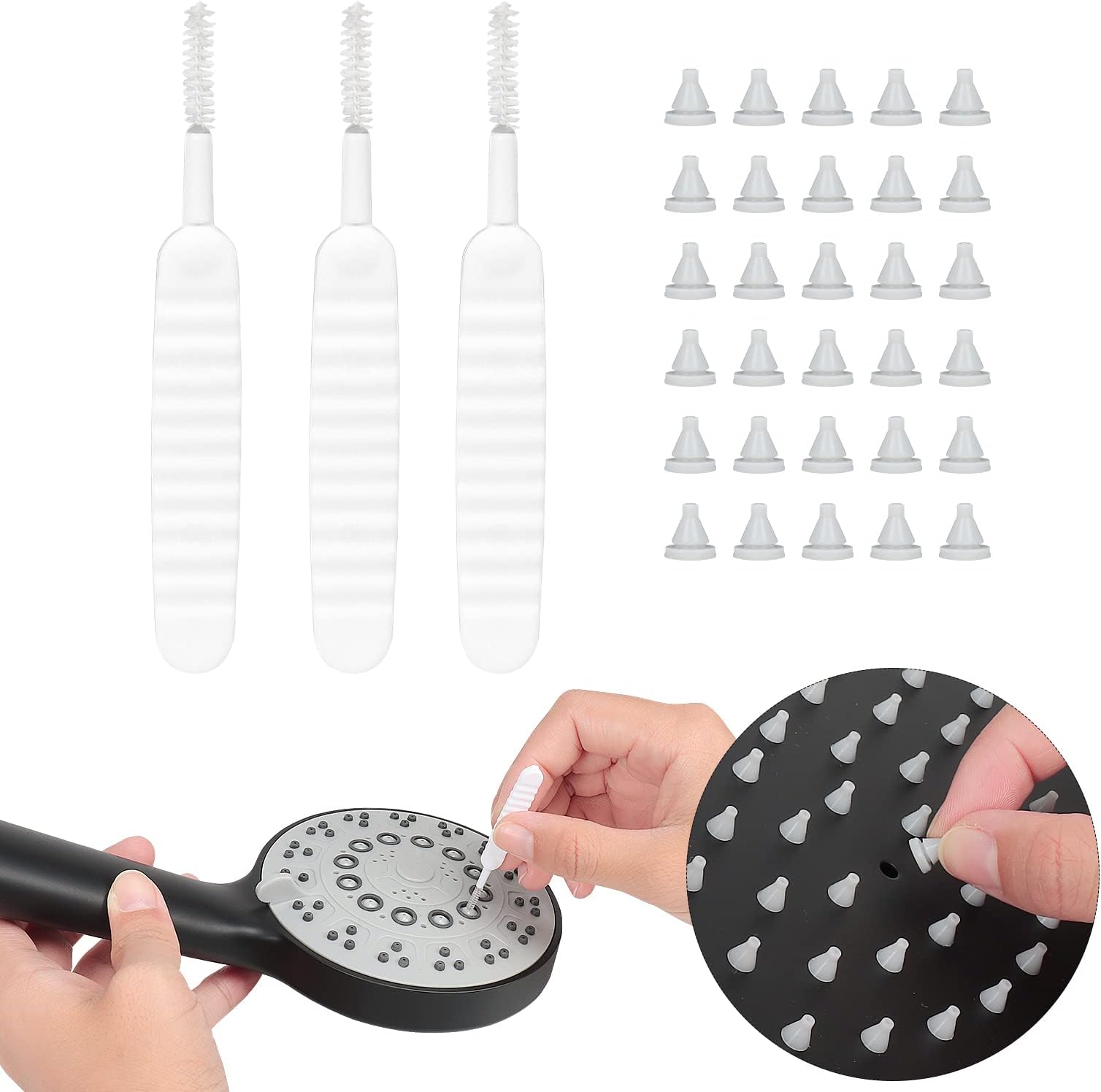 50Pcs Shower Head Nozzles Replacement Shower Head Replace Parts Showerhead Spray Hole Silicone