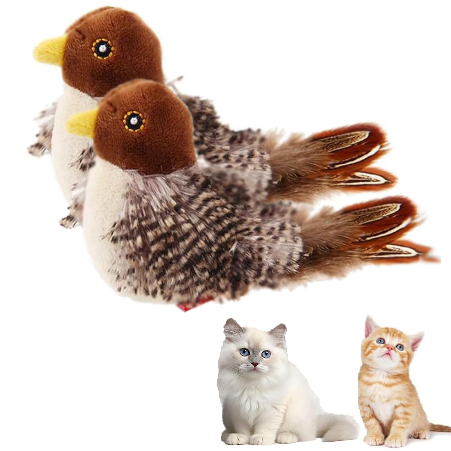 JJKTO Juguete para Gato De Pájaro Simulado, Juguetes Chirriantes Juguete Interactivo De Pájaro para Gato, Juguete Interactivo De Plumas para Gato, para Gatos De Interior Juguete for Pets