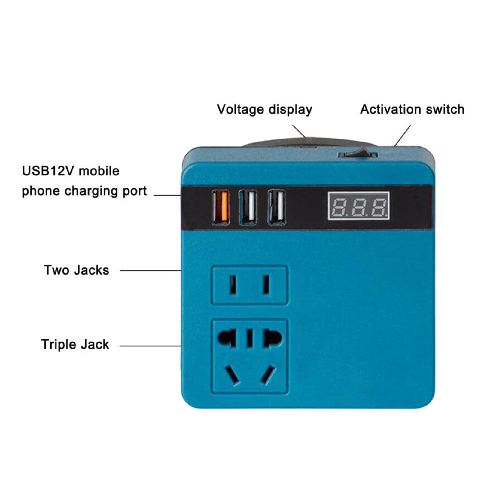 Centrale elettrica portatile, inverter a batteria | Trasformatore di batteria intelligente con visualizzazione della corrente | Presa alimentata a batteria per viaggi in campeggio all'aperto