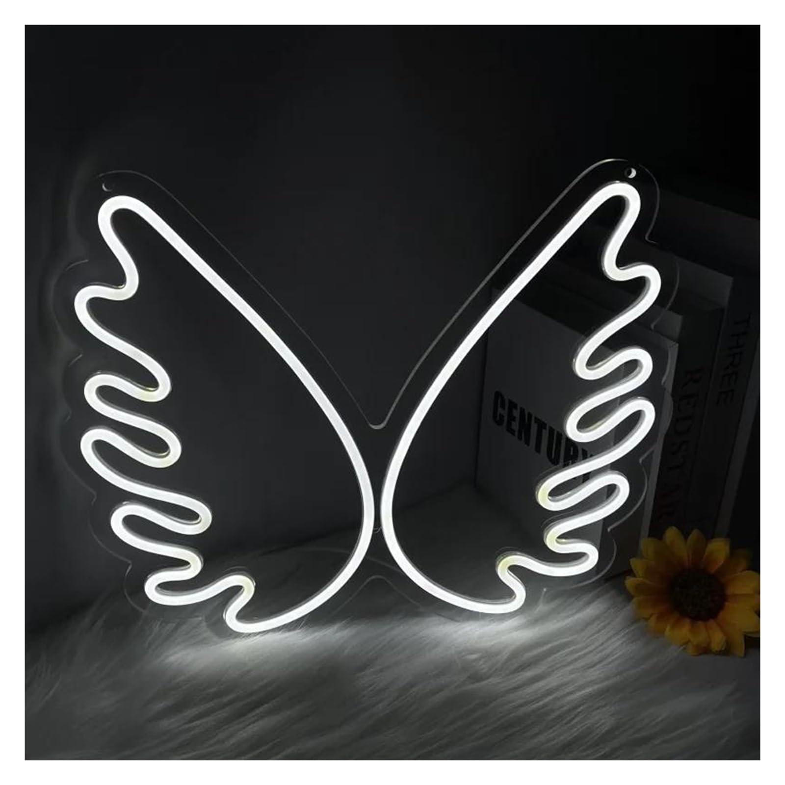 LEMST Sign Lamp Wings Neon Sign, Suitable for Bedroom, Study Or Art Space, USB Powered, with Dimmable Switch 40.64x33cm