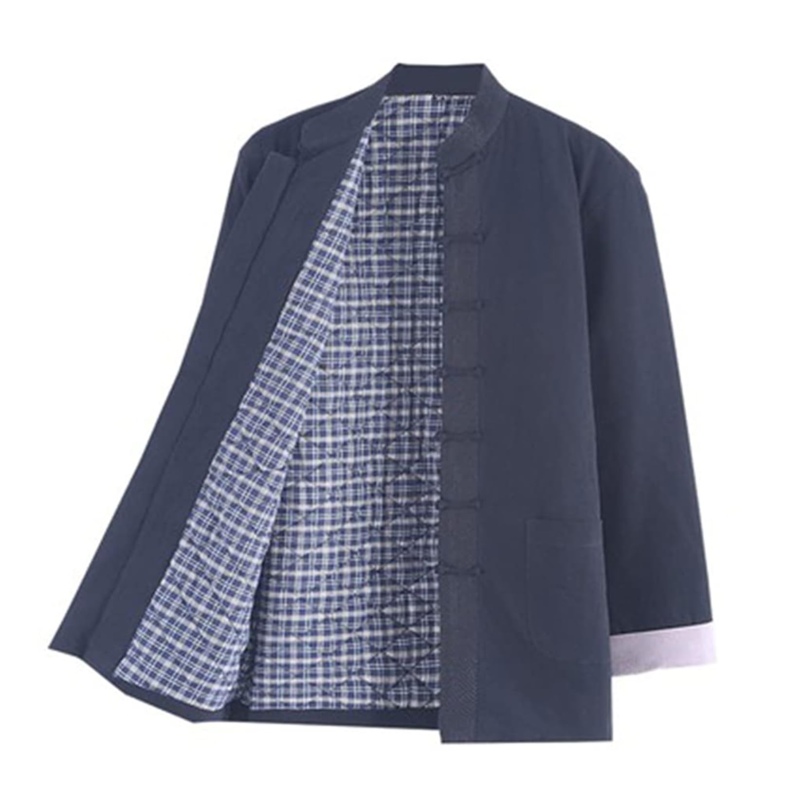 Traje Tang, Chaquetas gruesas de invierno for hombre, abrigos de algodón, uniformes cálidos de tai chi, ropa china de kung fu y wing chun(Blue 1_3XL)