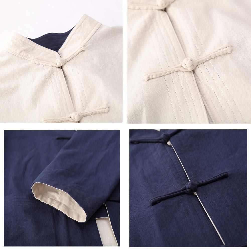 Hombre Mujer Reversible Ambos Lados Capa Chaqueta Traje Tang Chino Tradicional Manga Larga Artes Marciales Kung fu Camisa