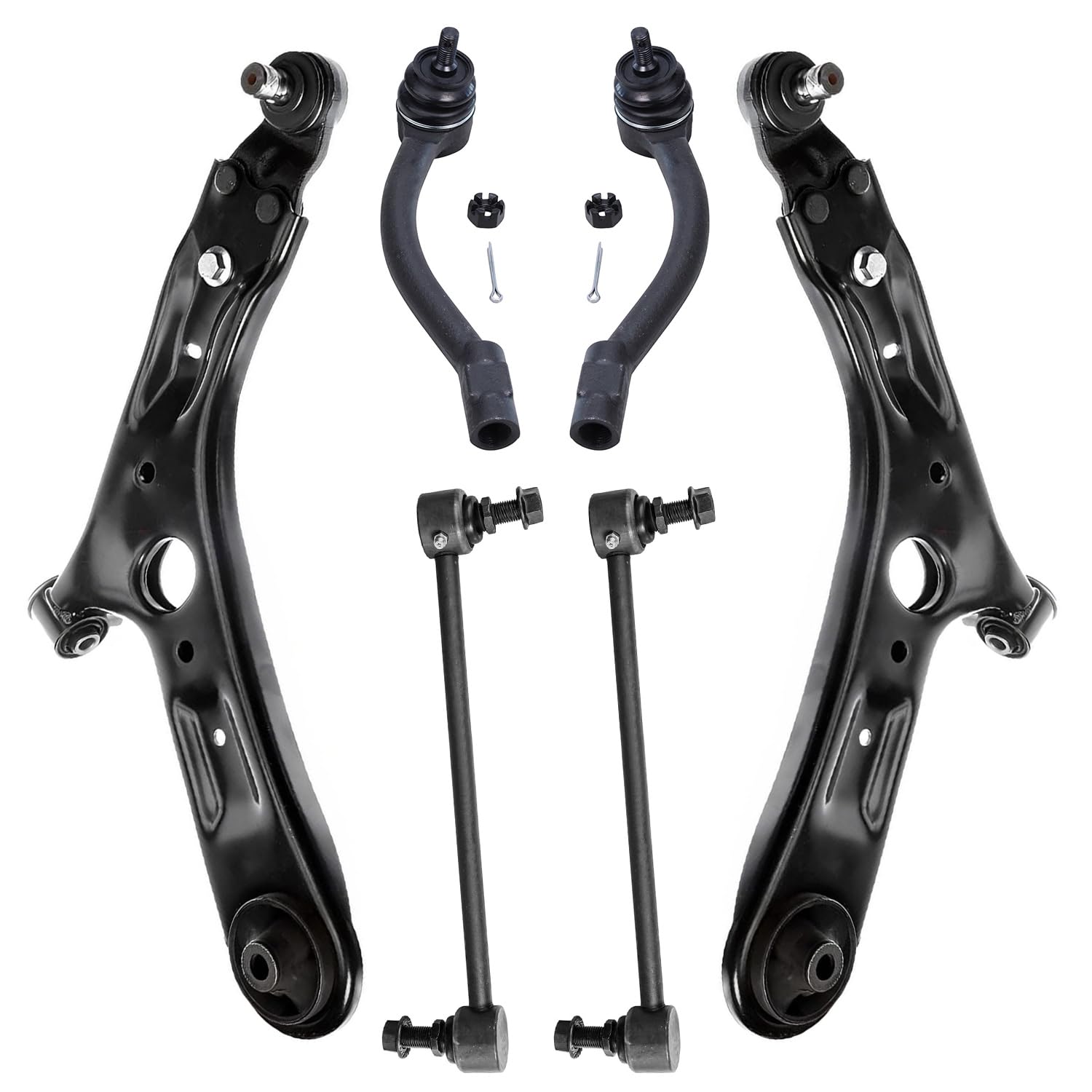 Detroit Axle - 6pc Front End Control Arms Kit for 14-19 Kia Soul, 15-19 Soul EV, 2 Lower Control Arms w/Ball Joint 2 Sway Bars 2 Outer Tie Rods 2014 2015 2016 2017 2018 2019 Replacement