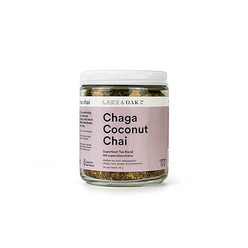 Lake  Oak - Chaga Coconut Chai  Té de champiñones Chaga 100 orgánico  Libre de cafeína adaptogénico té de Chaga formulado por nutricionista