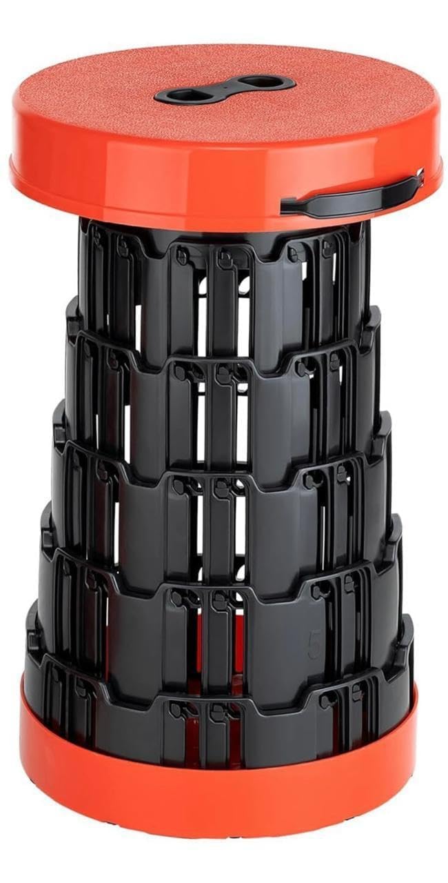 QCen Outdoor Portable Folding Stool – Heavy Duty Collapsible Retractable Seat, Lightweight Round Telescopic Chair for Camping, Fishing, Hiking, Picnic, Gardening, Home & Office (Red)-picture-26