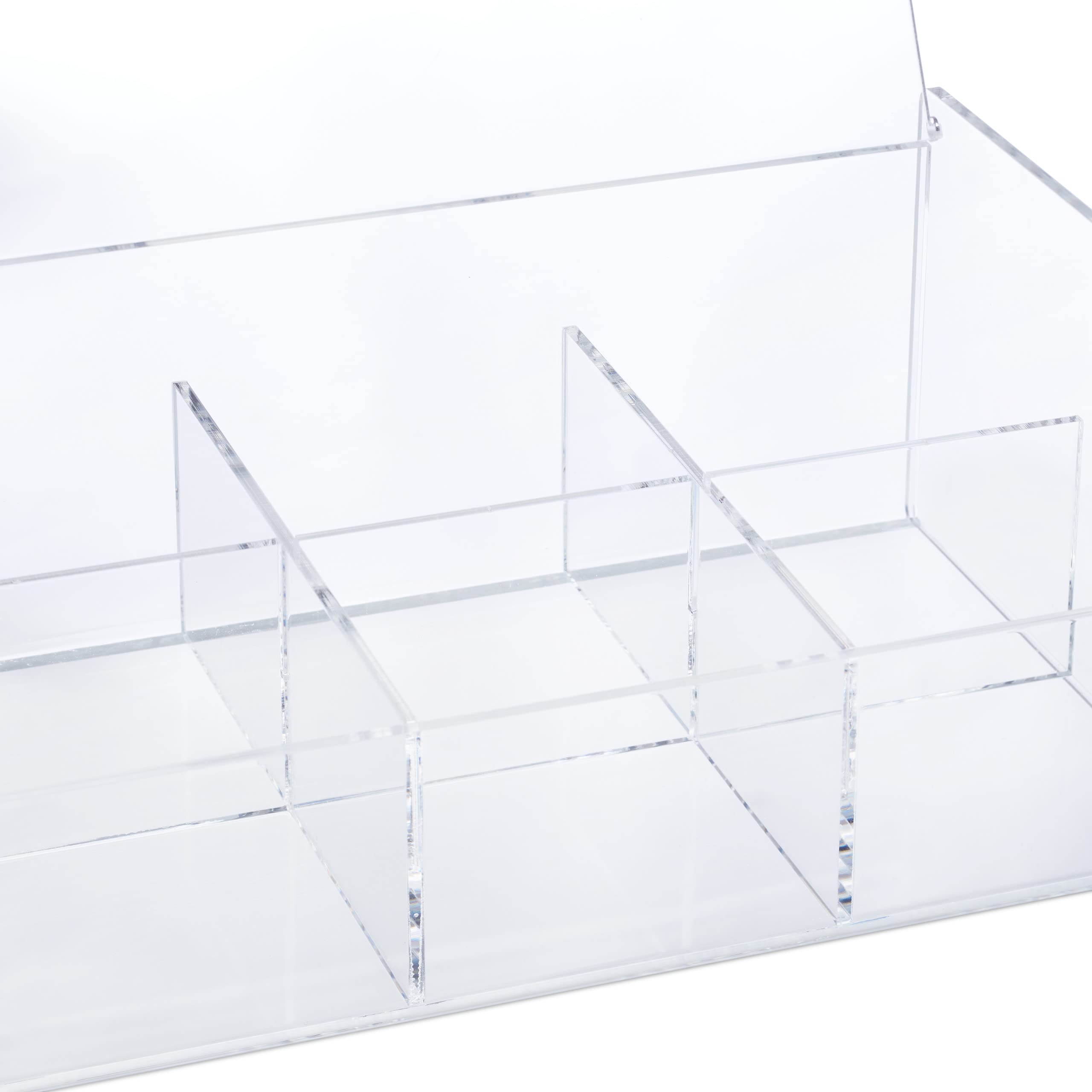 Relaxdays Boîte à thé, 6 Compartiments, avec Couvercle, HxLxP : 9 x 22 x 14,5 cm, Coffret de Rangement, Transparent
