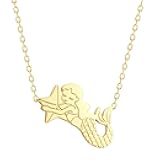 Stainless Steel Little Mermaid Pendant Fashion Necklace for Women, Chain Size 18 inch