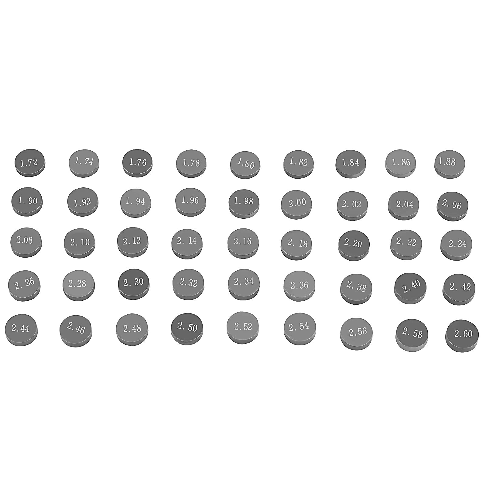 Road Passion 8.85mm Ventil Shim Ventileinstellplättchen Kit 1.72mm-2.60mm 90 PCS Kompatibel für FE 250 2014-2019 FE 350 2014-2020 FE 450 2016-2019 FE 501 2014-2020