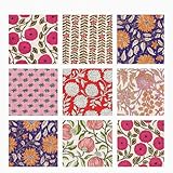INDIANHANDICRAFTS 10 Pc Mix Lot Hand Block Print Napkin, 100% Cotton, 16x16 Inch, Multicolor Floral, Square, Napkin