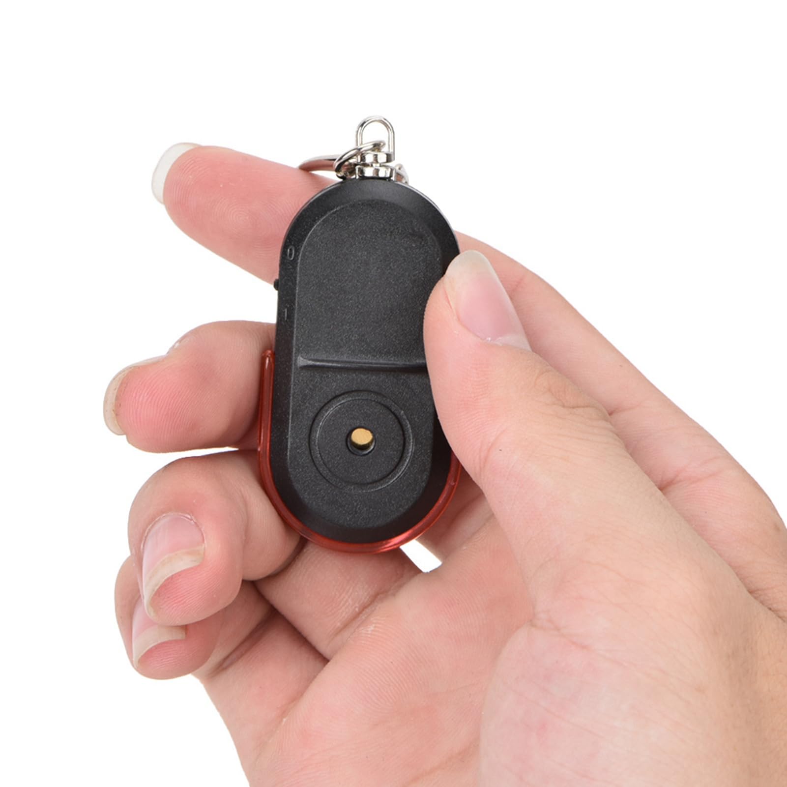 Wakects Localisateur de Clés sans Fil, Localisateur de Porte-Clés électronique, Télécommande, Dispositif D'alarme Anti-Perte, Portée de 8 à 10 Mètres, Lumière LED Activée par Sifflet (Rouge)