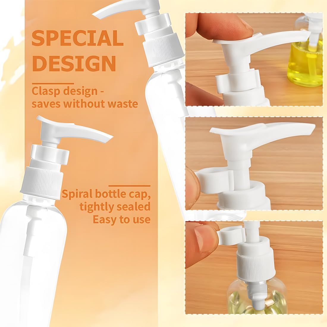 6 flaconi vuoti con pompa airless da 50 ml, flaconi con pompa airless ricaricabili, erogatori di crema ricaricabili con imbuto, adesivi per cosmetici, creme, lozioni
