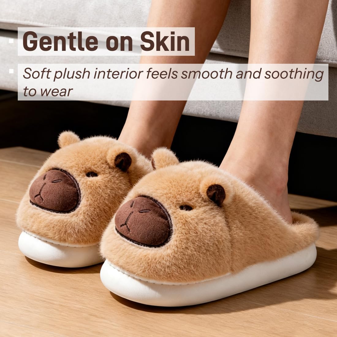 Drecage Slippers for Women and Men Capybara Winter Fuzzy Cozy House Shoes Cute Warm Soft Indoor Bedroom Memory Foam - Image 4
