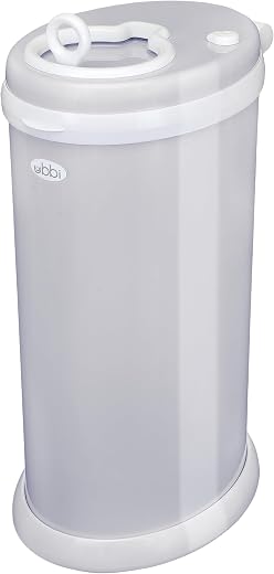 Ubbi Steel Odor Locking Portable Diaper Disposal Bin, No Special Bag Required, Easy To Use, Modern Design, Diaper Pail, No Smell Nappy Bin, Child Proof Lock, Capacity of 55 Diapers, Grey