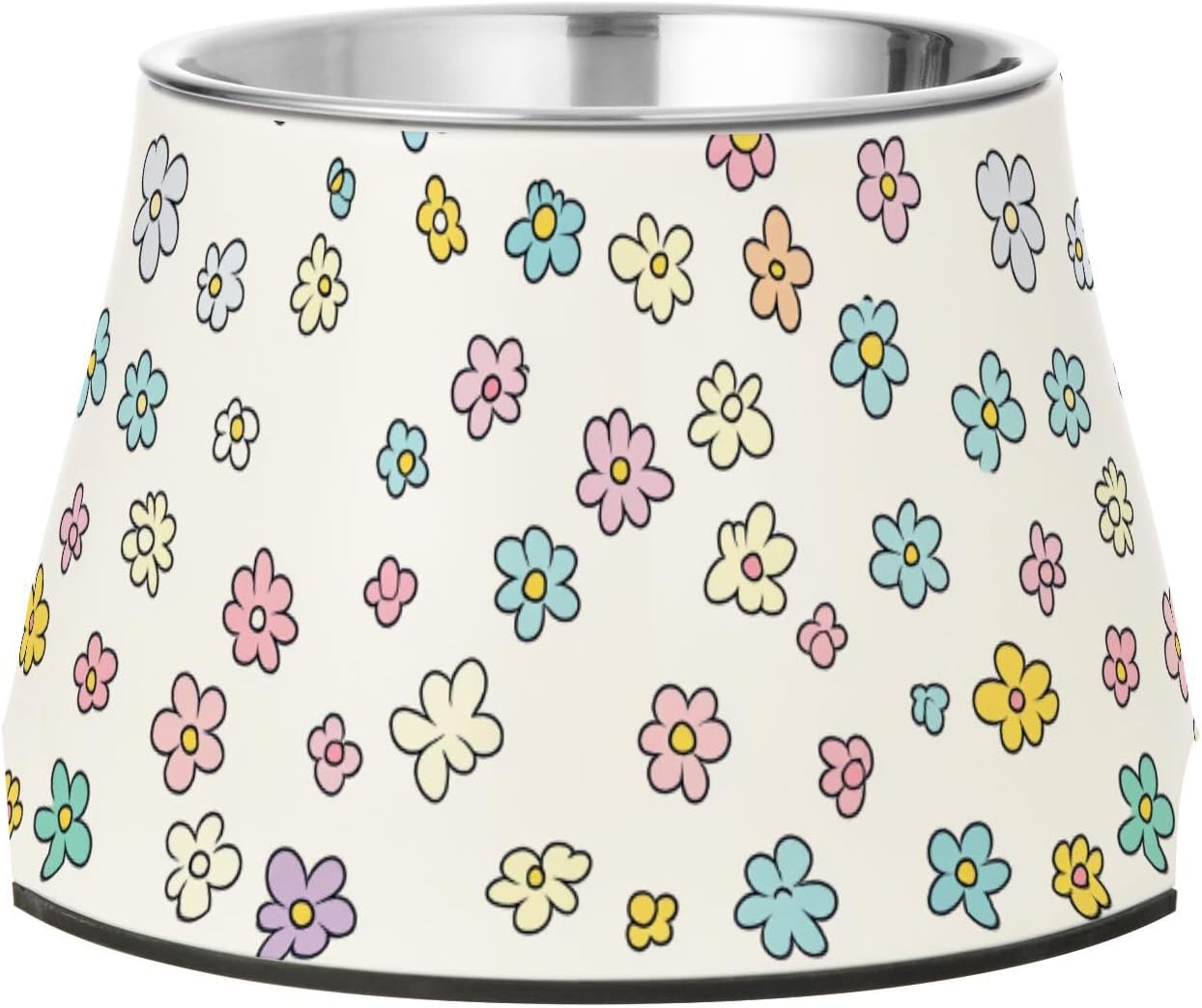 Simple Cute Bloom Bowl for Pets with Stand Stainless Steel Pets Basic Bowls for Slow Feed Cats Comfort Feeding