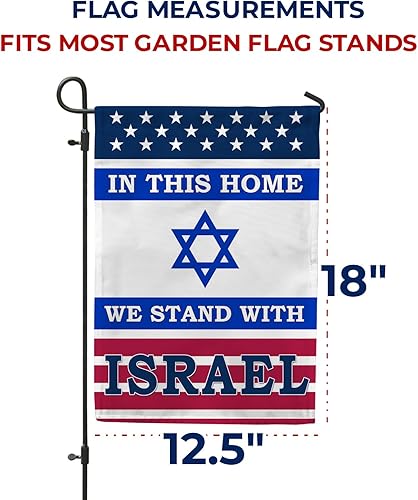 Miniatura 7 de Bandera de jardín con texto en inglés We Stand with Israel de 12.5 x 18 pulgadas, bandera de jardín de doble cara con el apoyo de Israel, bandera de