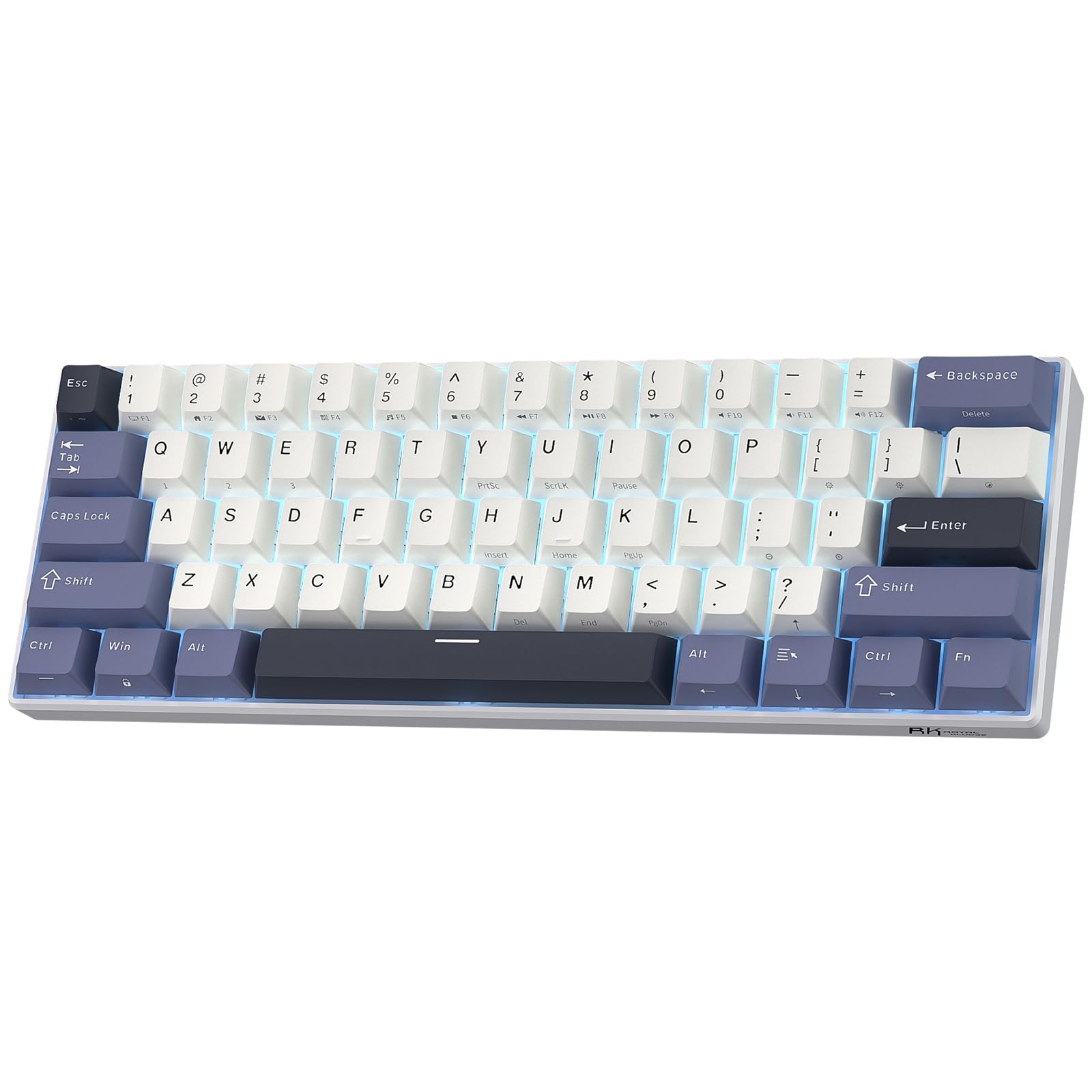 RK ROYAL KLUDGE RK61 bezprzewodowa klawiatura mechaniczna, klawiatura gamingowa 60% trzema trybami pracy, BT5.0/2,4GHz/USB-C, klawisze tworzywa PBT, oprogramowanie Pro, wymiana na gorąco, US QWERTY