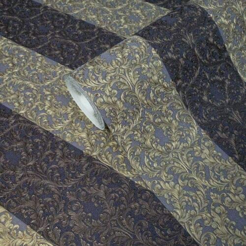 113 sq.ft Rolls Embossed Slavyanski wallcovering Victorian Vintage Damask Textures Pattern Vinyl Non-Woven Wallpaper Stripes Purple Brass Gold Metallic Textured coverings 3D Striped wallcoverings 3-d