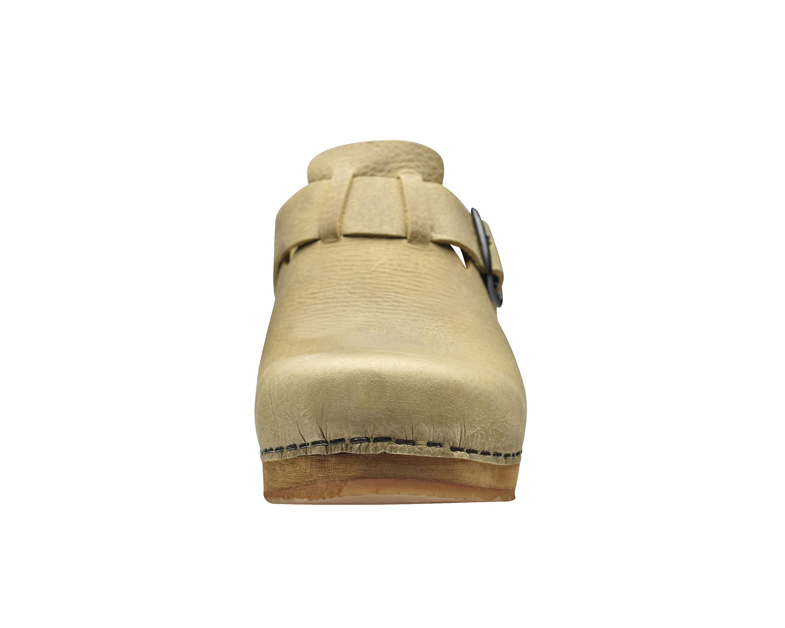 Sanita Malulo Clog | Original handgemacht | Leder-Holzclogs für Damen | Verstellbarer Riemen | Hellbraun | 41 EU