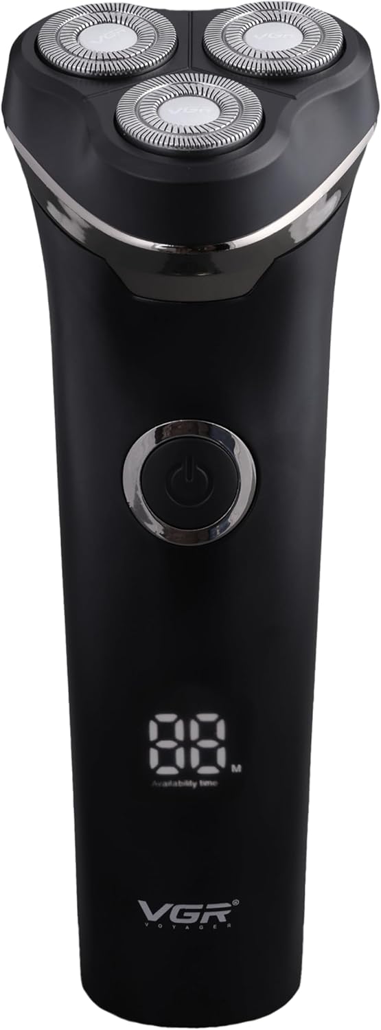 Front view of VGR V-329 shaver with power button and LED display